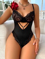 Sexy lingerie zwart | Jarretels | Lingerieset | Erotische body | Half cup | Sexy bodysuit | Zwart Setje voor Dames | Zwarte Lingerie Uitdagend