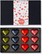 Valentijn Hartjes bonbons - 12 Chocolade Bonbons - Chocolade Cadeau - Ambachtelijke Bonbons - Valentijns Chocolade