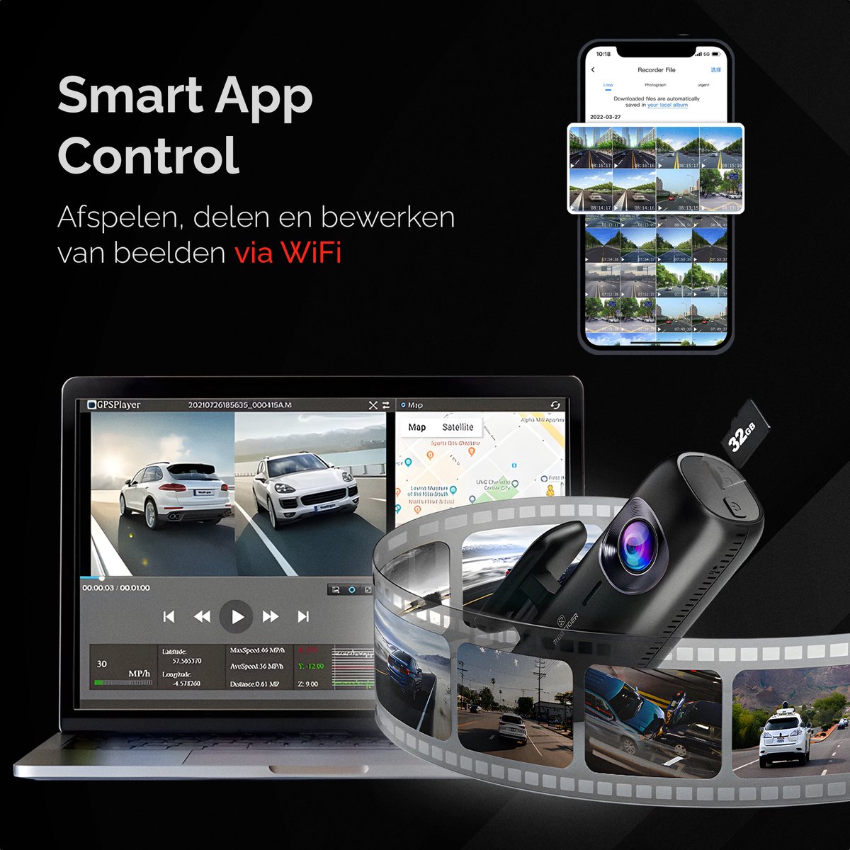 RedTiger F9 Dual Dashcam voor auto - Ultra 4K & 1080P - Met 32GB SD Kaart thumbnail 6