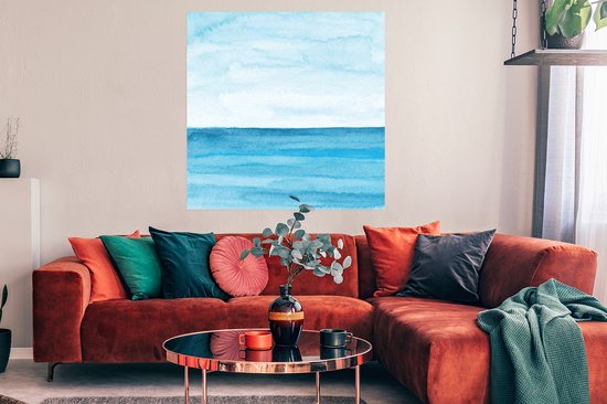Affiche Mer - Aquarelle - Blauw - 100x100 cm XXL