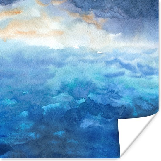 Affiche Mer - Aquarelle - Couleurs - 100x100 cm XXL