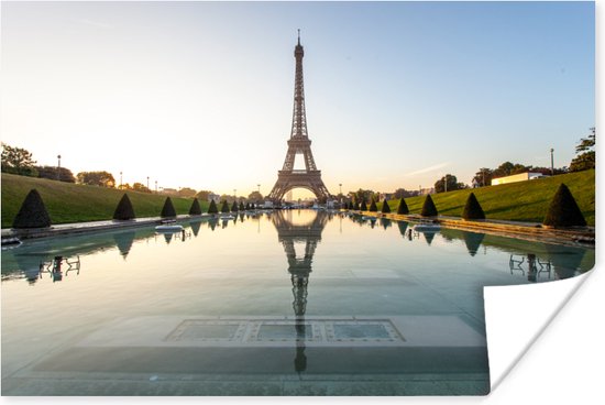Eiffeltoren bij dag Parijs Poster 180x120 cm - Foto print op Poster (wanddecoratie woonkamer / slaapkamer) / Europa Poster XXL / Groot formaat!