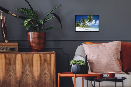 Photo en cadre - Une plage tropicale sur le cadre photo République Dominicaine noir 30x20 cm - Affiche sous cadre (Décoration murale salon / chambre) / Mer et plage