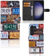 Wallet Book Case Geschikt voor Samsung Galaxy S24 Ultra GSM Hoesje Kentekenplaten
