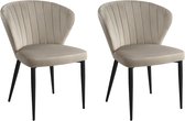 Set van 2 stoelen CRUSTI - Fluweel en metaal - Beige L 58 cm x H 78 cm x D 59 cm