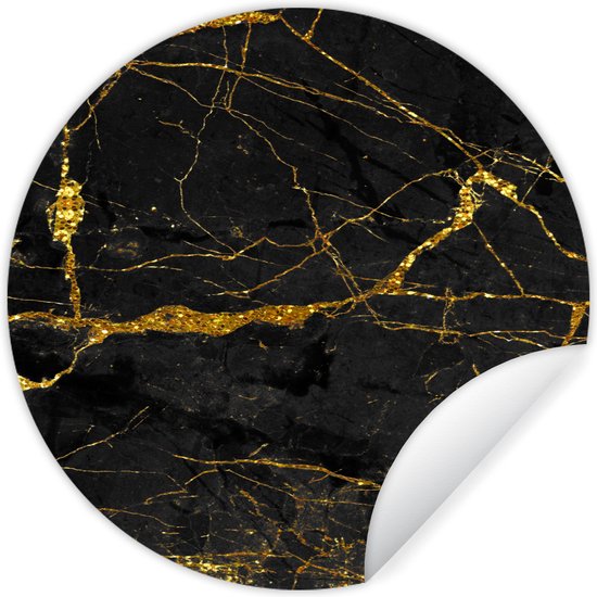 Papier Peint Cercle - Marbre - Or - Zwart - Motifs - 50x50 cm