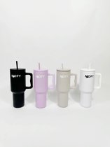 MOFY - Hydro Cup - Stainless steel - Waterbeker - Stanley design - Rietje - Drinkfles - Zwart/Black
