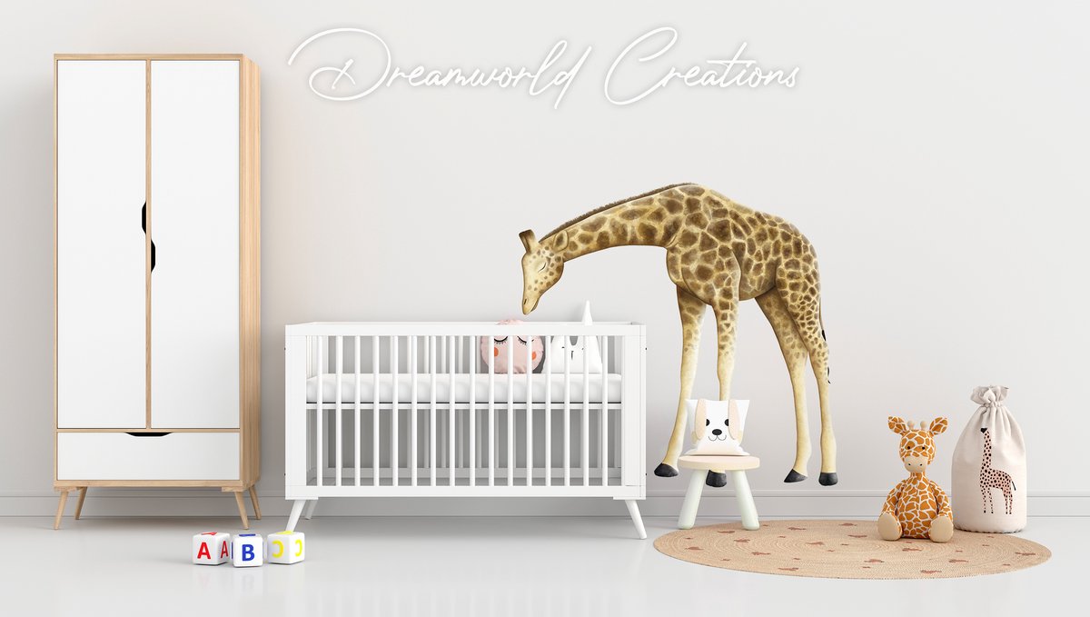 Muursticker giraffe - 152x145 cm - kijkend naar rechts - muursticker kinderkamer