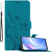Cadorabo Hoesje geschikt voor Xiaomi Mi 10T LITE in Blauw - Beschermhoes in bloemmotief met magnetische sluiting, standfunctie en kaartsleuven Book Case Cover Etui