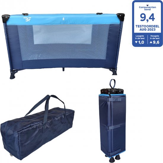 Bebies First Campingbedje / Reisbed Inclusief Transporttas 120 x 60 cm - Navy