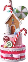 Viv! Christmas Kerstbeeld - Taart vol Snoep Kerstboom Piek - pastel - roze - 58cm