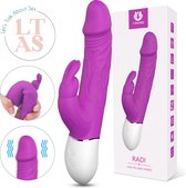 Vibromasseur avec gode Lovellia - Stimulateur de clitoris et de point G - Matière douce - Texture réaliste - 9 modes - Complètement étanche - Violet