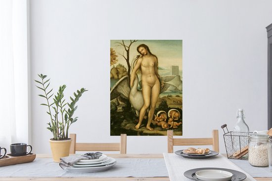 Stickers muraux - Film autocollant - Léda et le cygne - Leonardo de Vinci - 60x80 cm - Film adhésif - Stickers muraux muraux Chambre d'enfant - Papier peint autocollant - Papier peint autocollant - Film autocollant