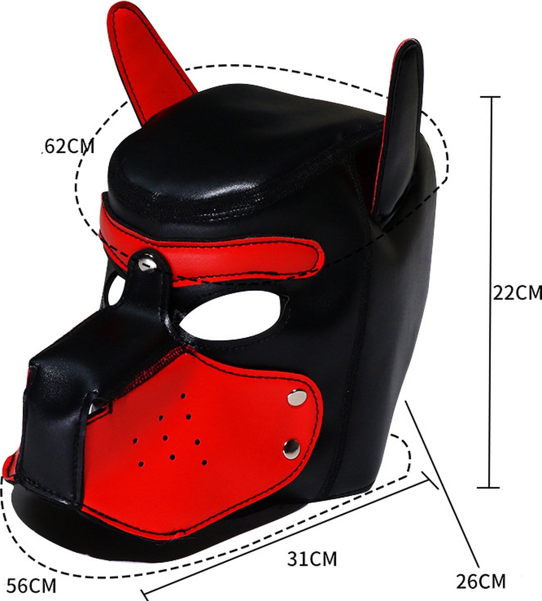 Goedkoopste BDSM Puppy-Dog-Honden-Masker van Faux Leather kleur zwart-rood
