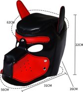 BDSM Puppy-Dog-Honden-Masker van Faux Leather kleur zwart-rood
