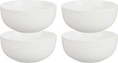 Vivalto Bols/Plats de service - 4x - Chendai - porcelaine - D14 x H6,5 cm - blanc ivoire - Empilable