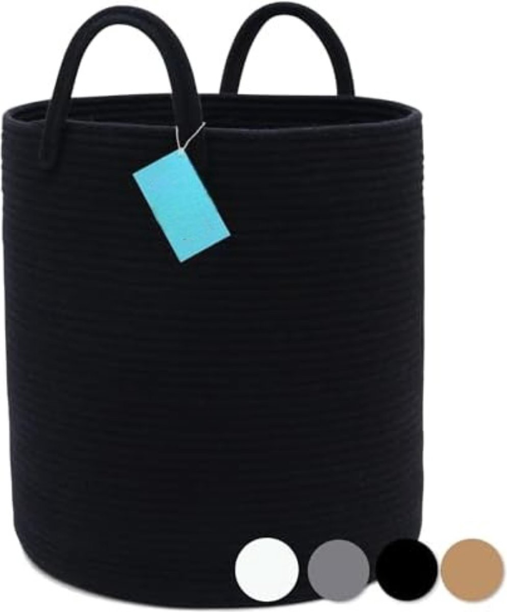 Goedkoopste Wasmand Riet - Wasmand Gevlochten - Zwart/38x45CM