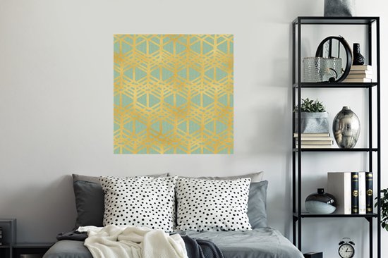 Stickers muraux - Motifs - Luxe - Or - Vert - 100x100 cm - Film Adhésif XXL