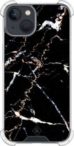 Casimoda® hoesje - Geschikt voor iPhone 13 Mini - Marmer Zwart - Shockproof case - Extra sterk - TPU/polycarbonaat - Zwart, Transparant