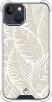 Casimoda® hoesje - Geschikt voor iPhone 13 Mini - Palmy Leaves Beige - Shockproof case - Extra sterk - TPU/polycarbonaat - Bruin/beige, Transparant