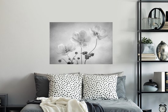 Stickers Stickers muraux - Nature morte - Zwart - Wit - Fleurs - 90x60 cm - Feuille adhésive