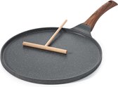 Pannenkoekenpan 26 cm antiaanbakpan omletpan pannenkoeken platte pan met Zwitsers graniet anti-aanbaklaag, bakeliet handvat, geschikt voor inductie, PFOA-vrij