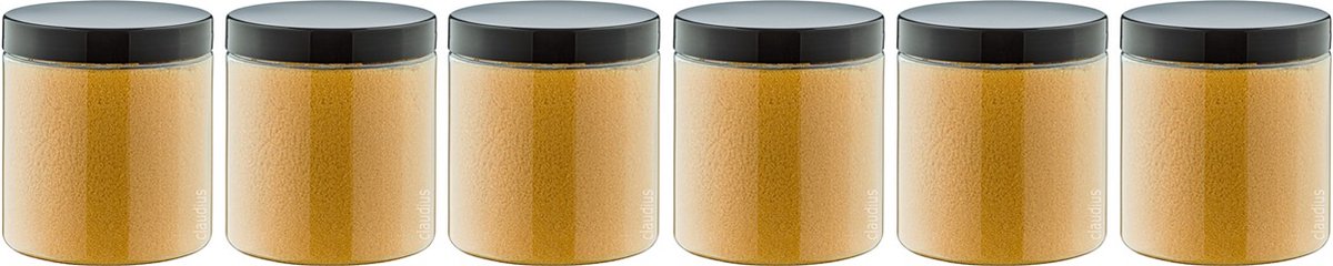Goedkoopste Scrubzout Appel-Kaneel 300 gram - Pot met zwarte deksel - set van 6 stuks - Hydraterende Lichaamsscrub