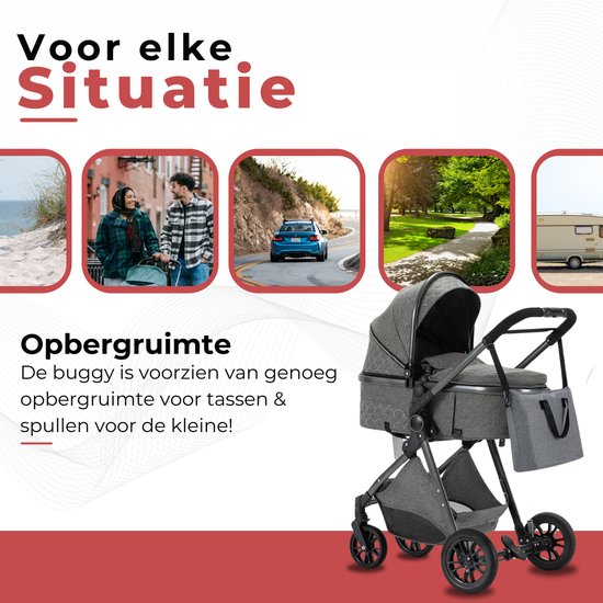 Lunola Nova - Kinderwagen 3-in-1 - incl. autostoel - 0-20kg - XXL - Multifunctionele Buggy 3in1 - Donkerbruin / Chocolade — afbeelding 2