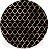 WallCircle - Wandcirkel ⌀ 120 - Patronen - Goud - Zwart - Ronde schilderijen woonkamer - Wandbord rond - Muurdecoratie cirkel - Kamer decoratie binnen - Wanddecoratie muurcirkel - Woonaccessoires XXL
