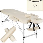 tectake® - 2 Zones massagetafel met rolkussens + draagtas - beige - behandeltafel – behandelbank – incl. opbergtas – opvouwbaar
