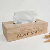 Tissue box - Gravure op tissuedoos - Tissuebox cadeau - BEST MAN - Getuige vragen - Cadeau getuige - Cadeau getuige vragen