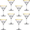 Pasabahce Timeless - Martini Cocktail glazen - 8 stuks - 23 cl - Gouden Rand - Luxe Martini glazen - Bundel - Goud - Pornstar Martini