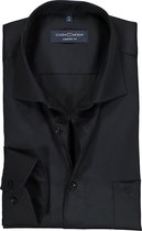 CASA MODA comfort fit overhemd - mouwlengte 7 - twill - zwart - Strijkvrij - Boordmaat: 42
