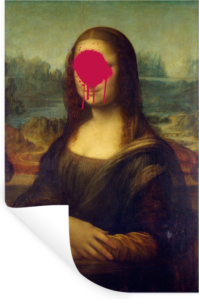 Muurstickers - Sticker Folie - Mona Lisa - Leonardo da Vinci - Roze - 20x30 cm - Plakfolie - Muurstickers Kinderkamer - Zelfklevend Behang - Zelfklevend behangpapier - Stickerfolie - StickerSnake