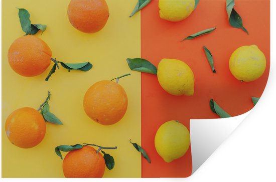 Muurstickers - Sticker Folie - Citroen - Sinaasappel - Oranje - Geel - 30x20 cm - Plakfolie - Muurstickers Kinderkamer - Zelfklevend Behang - Zelfklevend behangpapier - Stickerfolie