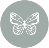 Label2X - Muurcirkel green butterfly - Ø 40 cm - Dibond - Multicolor - Wandcirkel - Rond Schilderij - Muurdecoratie Cirkel - Wandecoratie rond - Decoratie voor woonkamer of slaapkamer