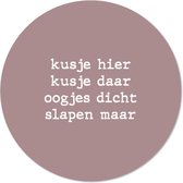 Label2X - Muurcirkel kids kusje hier zachtroze - 12 cm - Dibond - Multicolor - Wandcirkel - Rond Schilderij - Muurdecoratie Cirkel - Wandecoratie rond - Decoratie voor woonkamer of slaapkamer