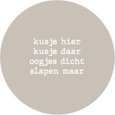 Label2X - Muurcirkel kids kusje hier beige - 140 cm - Forex - Multicolor - Wandcirkel - Rond Schilderij - Muurdecoratie Cirkel - Wandecoratie rond - Decoratie voor woonkamer of slaapkamer