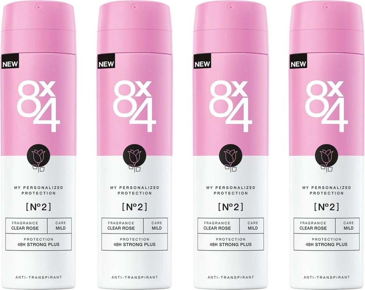Goedkoopste 8x4 Deo Spray No 2 Clear Rose 4 x 150 ml