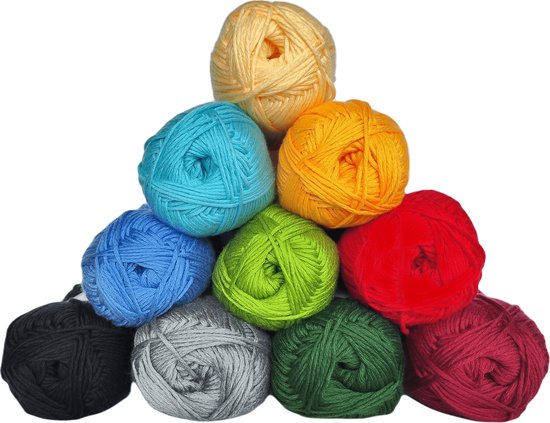 Ball Bundle - 80% coton 20% acrylique - Paquet de 10 pelotes de coton au crochet – 10 x 100 grammes - Elements (002) – Cuddly Cotton - Micha Yarns