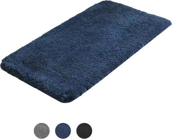 AKSA Home® Tapis de Bain - 70x140 cm - Tapis de douche - Tapis antidérapant - Bleu foncé