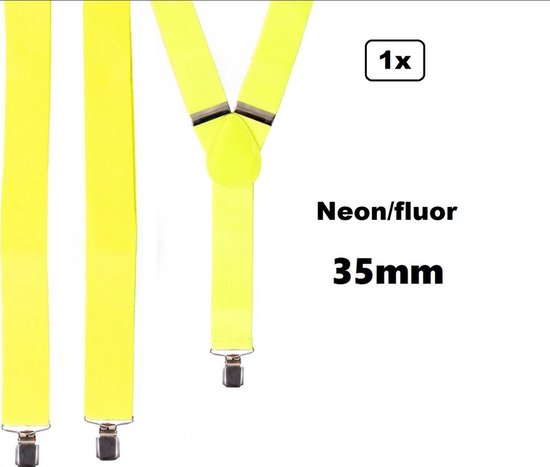 PartyXplosion Neon Bretels - Fluor geel 35mm breed - Voor themafeest & festival