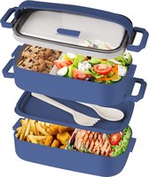 Lunchbox voor volwassenen, Bento Box voor kinderen, broodtrommel voor kinderen met vakken, broodtrommel voor kinderen, lekvrije lunchbox is ideaal voor werk, school en onderweg, lunchbox 1600 ml,