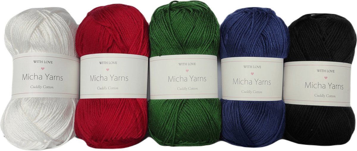 Bollen Bundel - 80% katoen 20% acryl breiwol - 5 bollen haakgaren – 5 x 100gram - Winter (012) – Cuddly Cotton - Micha Yarns