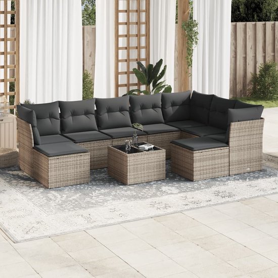 vidaXL-10-delige-Loungeset-met-kussens-poly-rattan-grijs