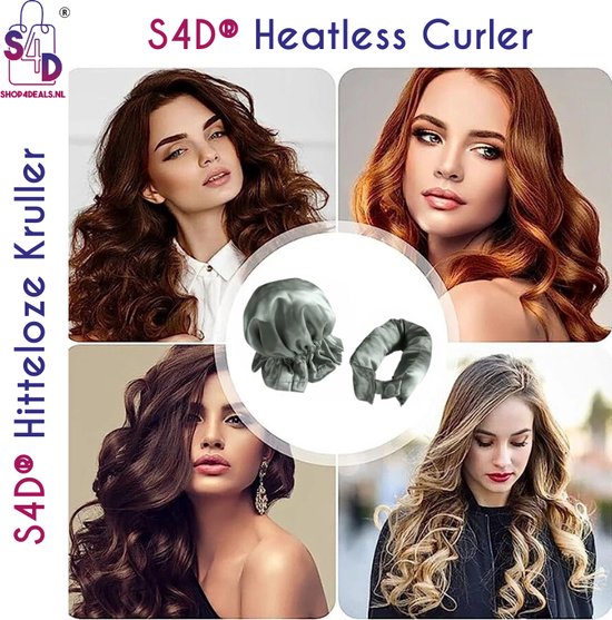 S4D® - Heatless Curls - Krulspelden - Krullen Zonder Hitte - Haarrollers - Overnight Curls - 4 Delige Set - Groen