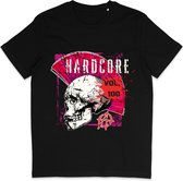 Heren Dames Muziek T Shirt - Hardcore Skull - Zwart - 3XL