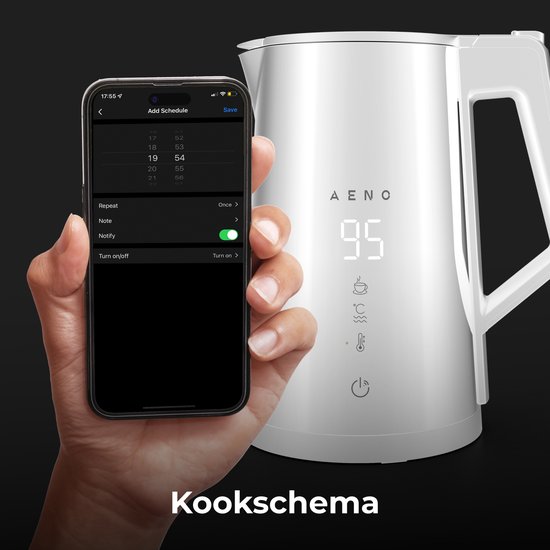 AENO EK8S - Bouilloire Électrique Intelligente - 1,7 L - Contrôle de la Température - Contrôle Wi-Fi et Écran Tactile - Wit