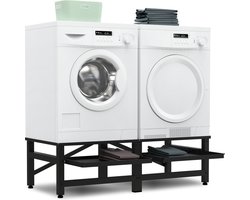 Bodo® - Wasmachine Verhoger - Dubbel - Kast - Ombouw uitschuifbare Plank - Zwart - 124x54x37cm