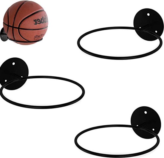 Guidre 1 stuk gemonteerde balwandhouder, basketbalhouder, sportbalrekken, display, zwarte balstandaard, voor basketbal, voetbal, rugby, volleybal, voetbal, display (1 stuks